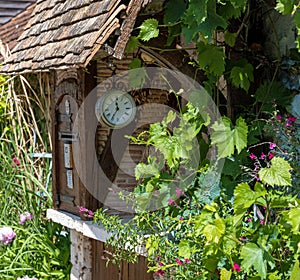 Garden idyll with clock