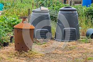 Garden incinerator and black compost bins