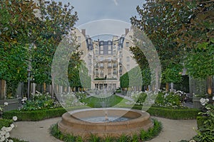 The garden inside the Ritz Hotel in Paris