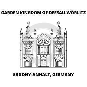 Garden Kingdom Of Dessau-Worlitz, Saxony-Anhalt, Germany line icon, vector illustration. Garden Kingdom Of Dessau