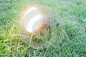 The garden lamp on a grass in the park