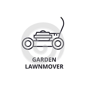 Garden lawnmover line icon, outline sign, linear symbol, vector, flat illustration photo