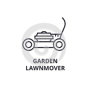 Garden lawnmover line icon, outline sign, linear symbol, vector, flat illustration