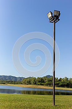 Garden light with blue sky