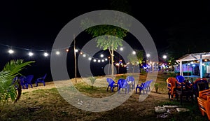 Garden Lights Glow White On The Beach