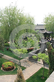 garden of a mansion (former seat of the government) in pingyao (china)