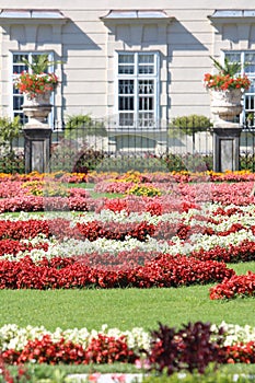 garden with many flower beds in a European park photo