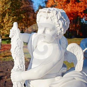 Garden marble statue of angel