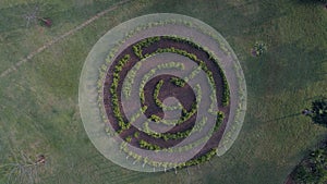 A garden maze photographed from overhead