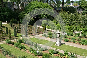 garden of a medieval castle - josselin - france