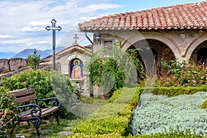 Garden in Meteora monastery in Greece