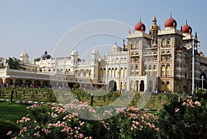 The garden of Mysore palace in India photo