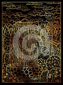 Garden. Mystic wiccan concept for Lenormand oracle tarot card