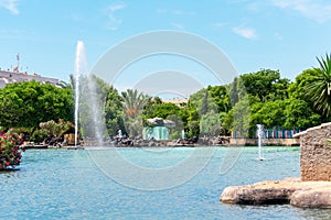 Garden of the Nations Park in Torrevieja. Alicante, on the Costa Blanca. Spain. July 15, 2021