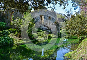 Garden of Ninfa, landscape garden in the territory of Cisterna di Latina, in the province of Latina, central Italy.