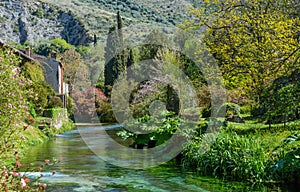 Garden of Ninfa, landscape garden in the territory of Cisterna di Latina, in the province of Latina, central Italy.