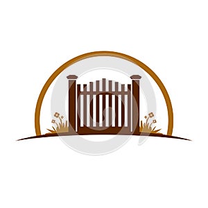 Garden Old Gate Illustration Logo Symbol Graphic Design