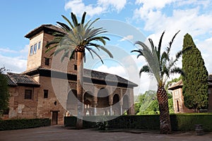 Garden of the Partal at the Alhambra in Granada, Andalusia