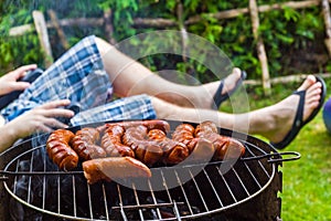 Garden party roasted sausages grill