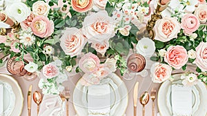 Garden party tablescape, elegance with floral table decor