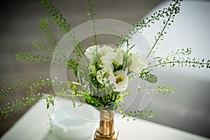 Garden party. Wedding decor table setting and flowers. Wedding Flower Arrangement Table Setting Series