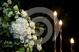 Garden party. Wedding decor table setting and flowers. Wedding Flower Arrangement Table Setting Series