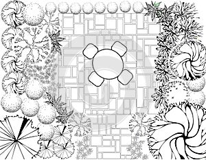 Garden plan black and white