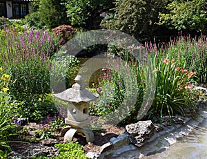 Garden Pond with Sculpture
