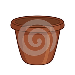 Garden pot and container isolated on white. Gardening equipment. Flower pot icons or illustrations. Cartoon style.