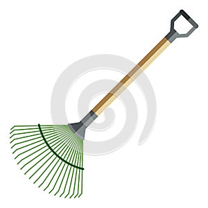 Garden rake, forks icon, flat style.