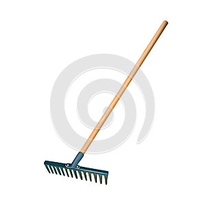 Garden rake isolated on white photo