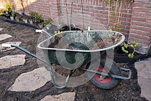 Garden reconstruction works in progress, new plants ready for planting in spring