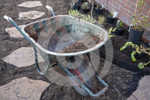 Garden reconstruction works in progress, new plants ready for planting in spring