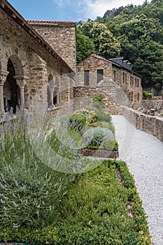 Garden in the Romanesque Abbey of Saint Martin du Canigou photo