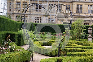 Garden. rose arch in the shape of a heart