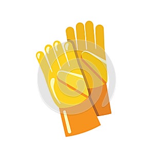 Garden rubber gloves flat illustration. individual protection means