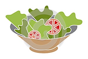 Garden salad / vegetable salad with lettuce and tomatoes flat color icon for apps and websites