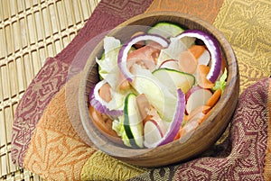 Garden Salad in Wooden Bowl