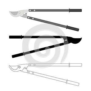 Garden scissors vector illustration flat style black silhouette