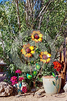 Garden Sculpture Display in Nevada Cactus Nursery