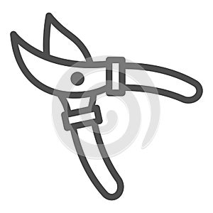 Garden shears line icon, Garden and gardening concept, Secateurs sign on white background, gardening scissors icon in