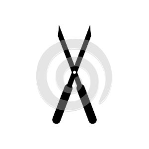 Garden shears silhouette. Sharp tool for pruning branches