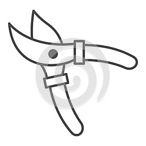 Garden shears thin line icon, Garden and gardening concept, Secateurs sign on white background, gardening scissors icon