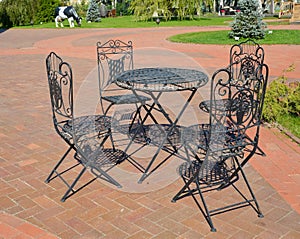 Garden shod furniture in the territory of the center of rest