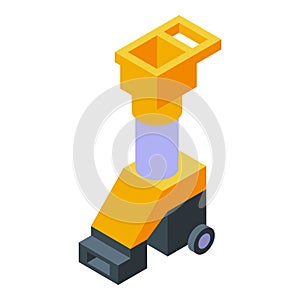 Garden shredder on wheels icon isometric vector. Agriculture tool