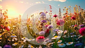 Garden in the Sky Botanical Symphony and Field of Colors in a Flowering Landscape AI generated