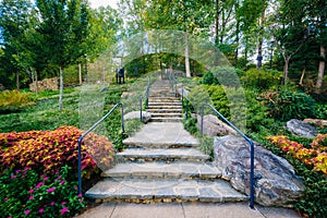 Garden and stairs at the Falls Park on the Reedy, in Greenville, South Carolina.