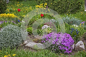 Garden in Stary Smokovec at May. Slovakia