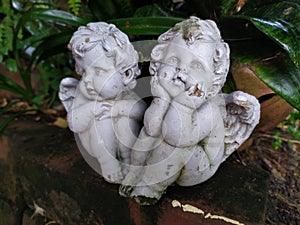 Garden statues girls sad in thailand