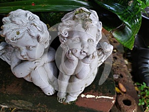 Garden statues girls sad in thailand